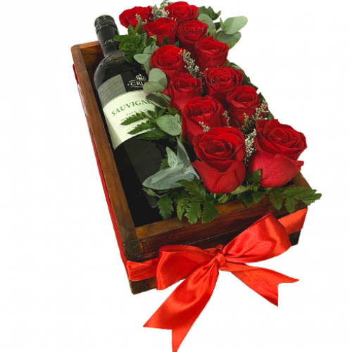 Caja Especial de Vino y Rosas
